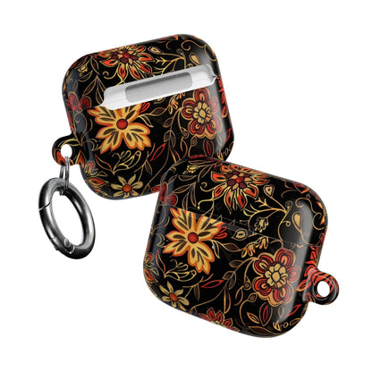 Floral Vine AirPod Case – Black & Autumn Orange Protective Cover - DIGITAL X