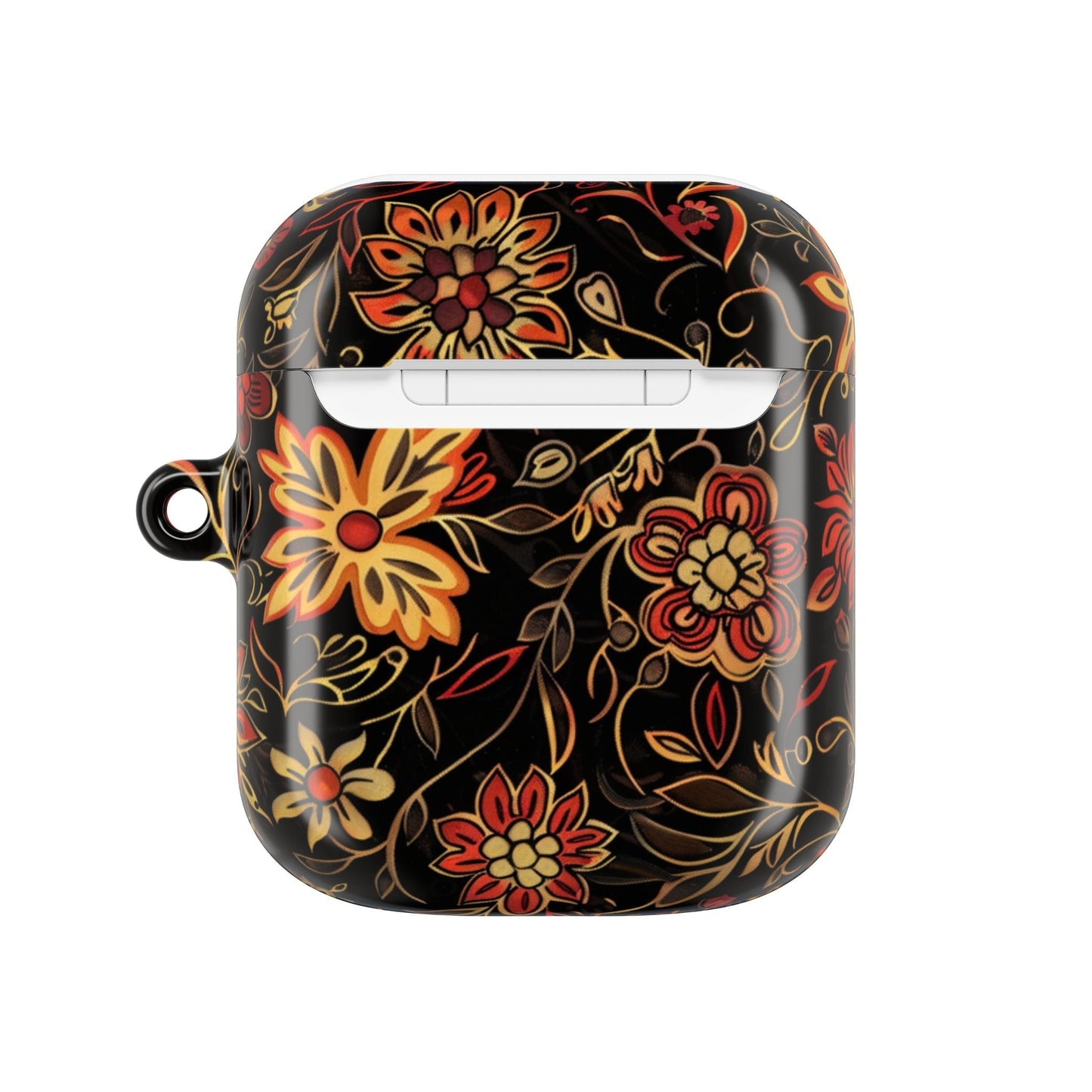 Floral Vine AirPod Case – Black & Autumn Orange Protective Cover - DIGITAL X