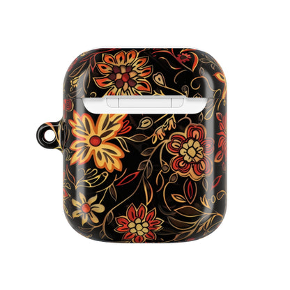 Floral Vine AirPod Case – Black & Autumn Orange Protective Cover - DIGITAL X