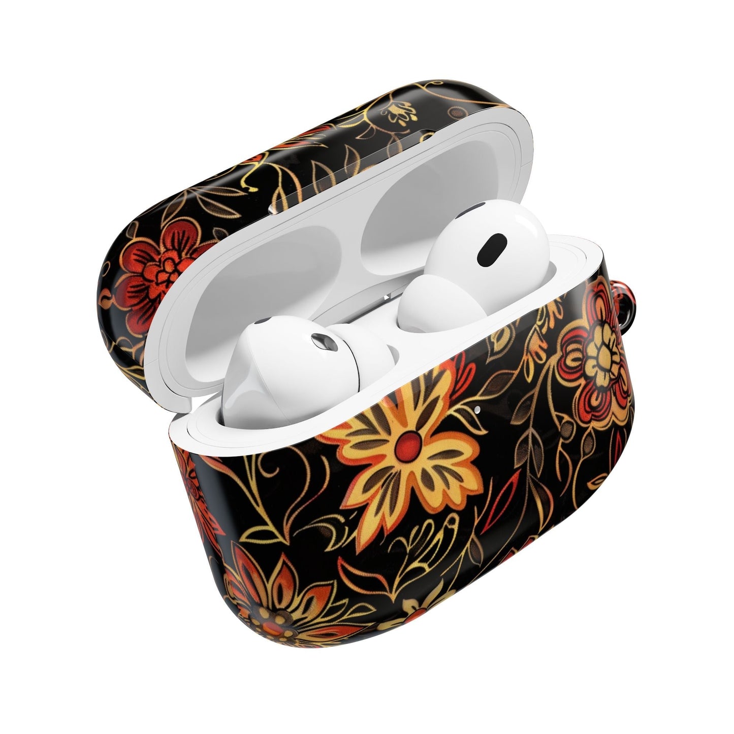 Floral Vine AirPod Case – Black & Autumn Orange Protective Cover - DIGITAL X