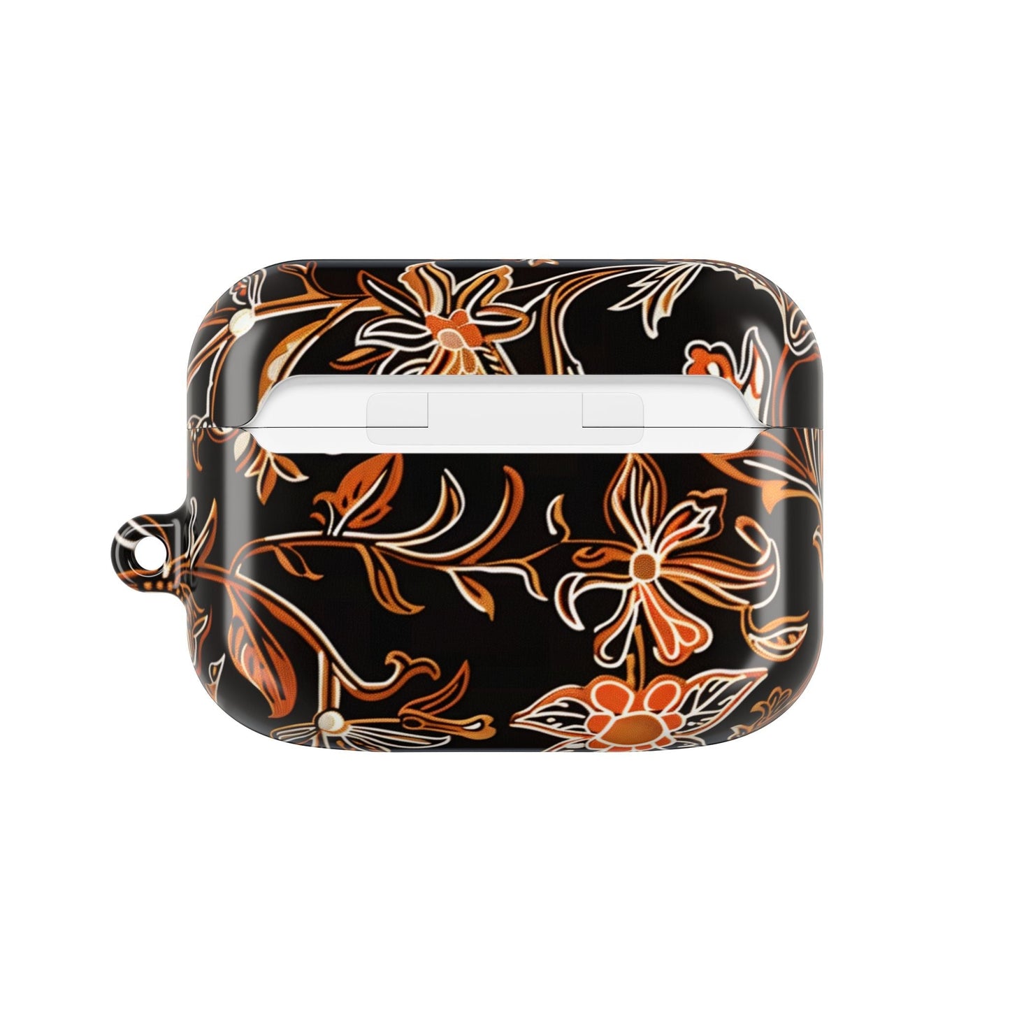 Floral Vine AirPod Case — Black & Orange Botanical Protective Cover - DIGITAL X