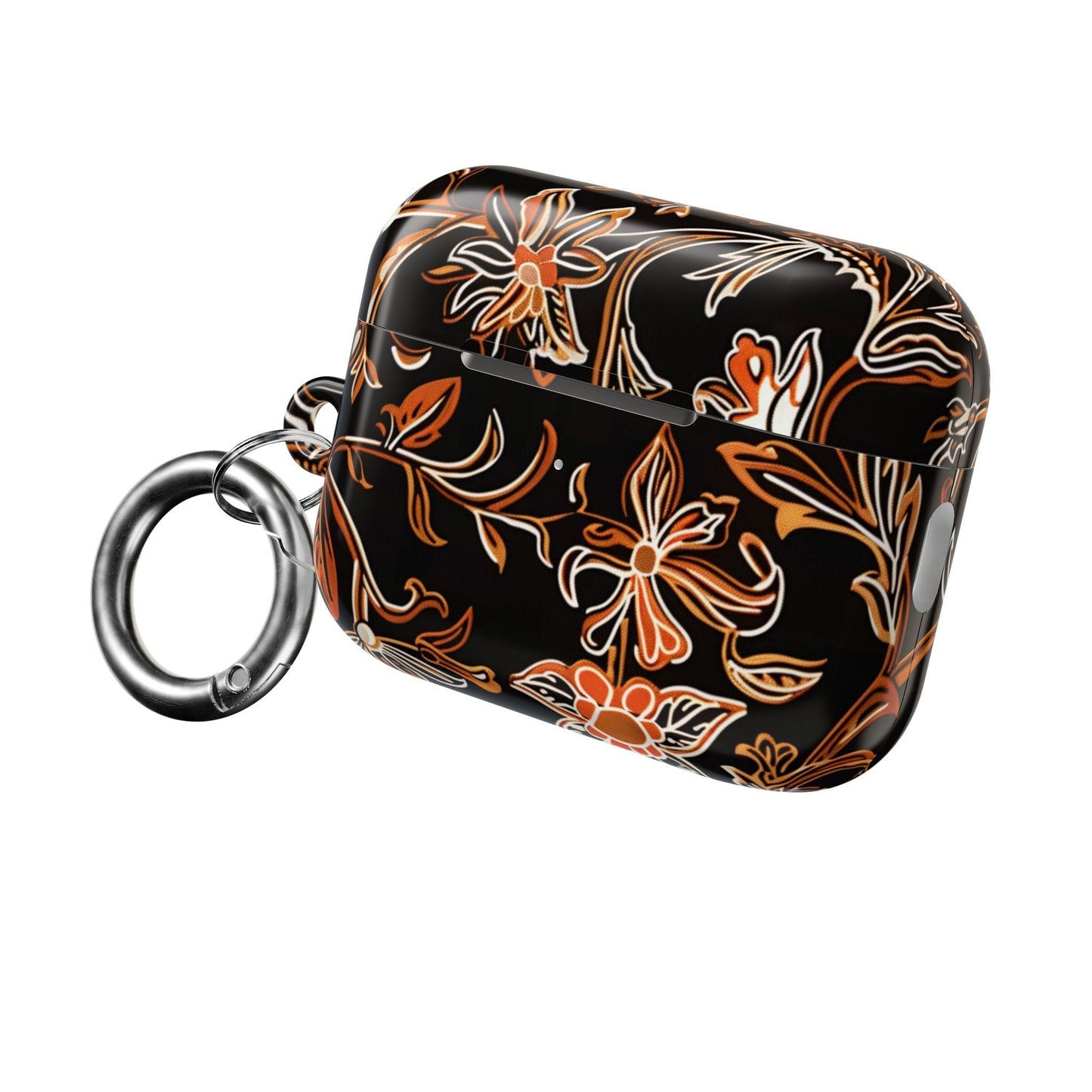 Floral Vine AirPod Case — Black & Orange Botanical Protective Cover - DIGITAL X