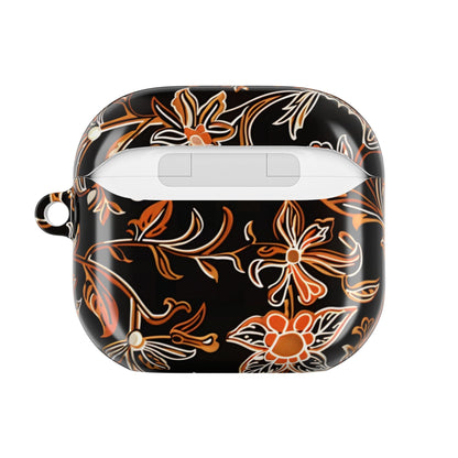Floral Vine AirPod Case — Black & Orange Botanical Protective Cover - DIGITAL X