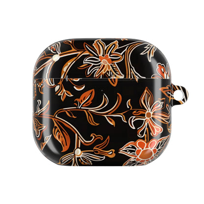 Floral Vine AirPod Case — Black & Orange Botanical Protective Cover - DIGITAL X
