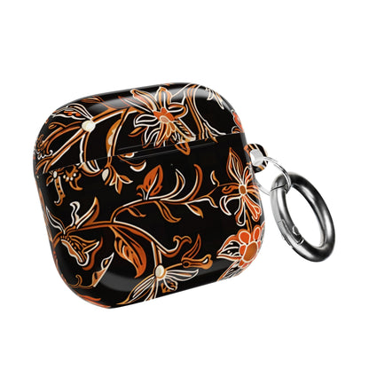 Floral Vine AirPod Case — Black & Orange Botanical Protective Cover - DIGITAL X