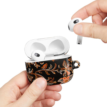 Floral Vine AirPod Case — Black & Orange Botanical Protective Cover - DIGITAL X