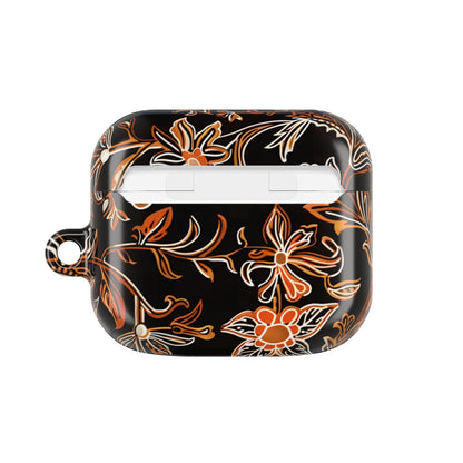 Floral Vine AirPod Case — Black & Orange Botanical Protective Cover - DIGITAL X