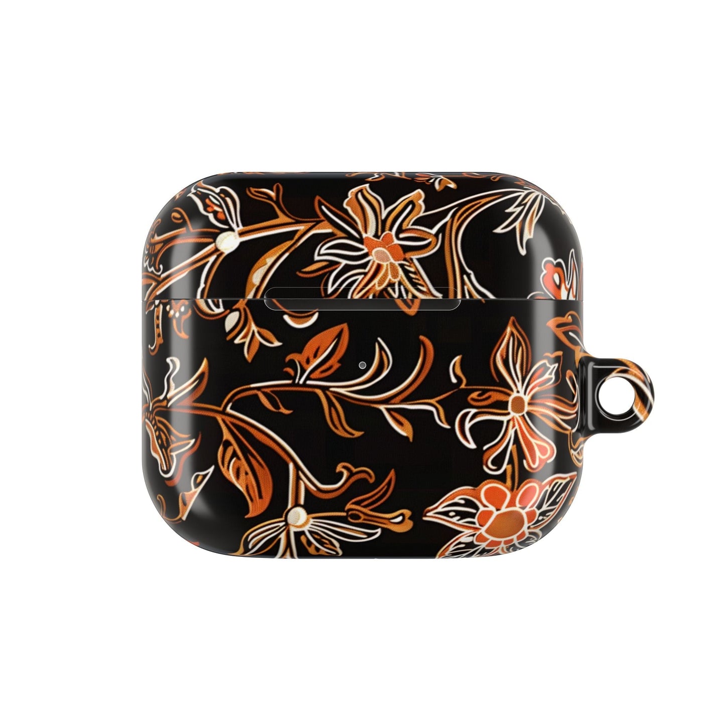 Floral Vine AirPod Case — Black & Orange Botanical Protective Cover - DIGITAL X