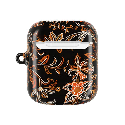Floral Vine AirPod Case — Black & Orange Botanical Protective Cover - DIGITAL X