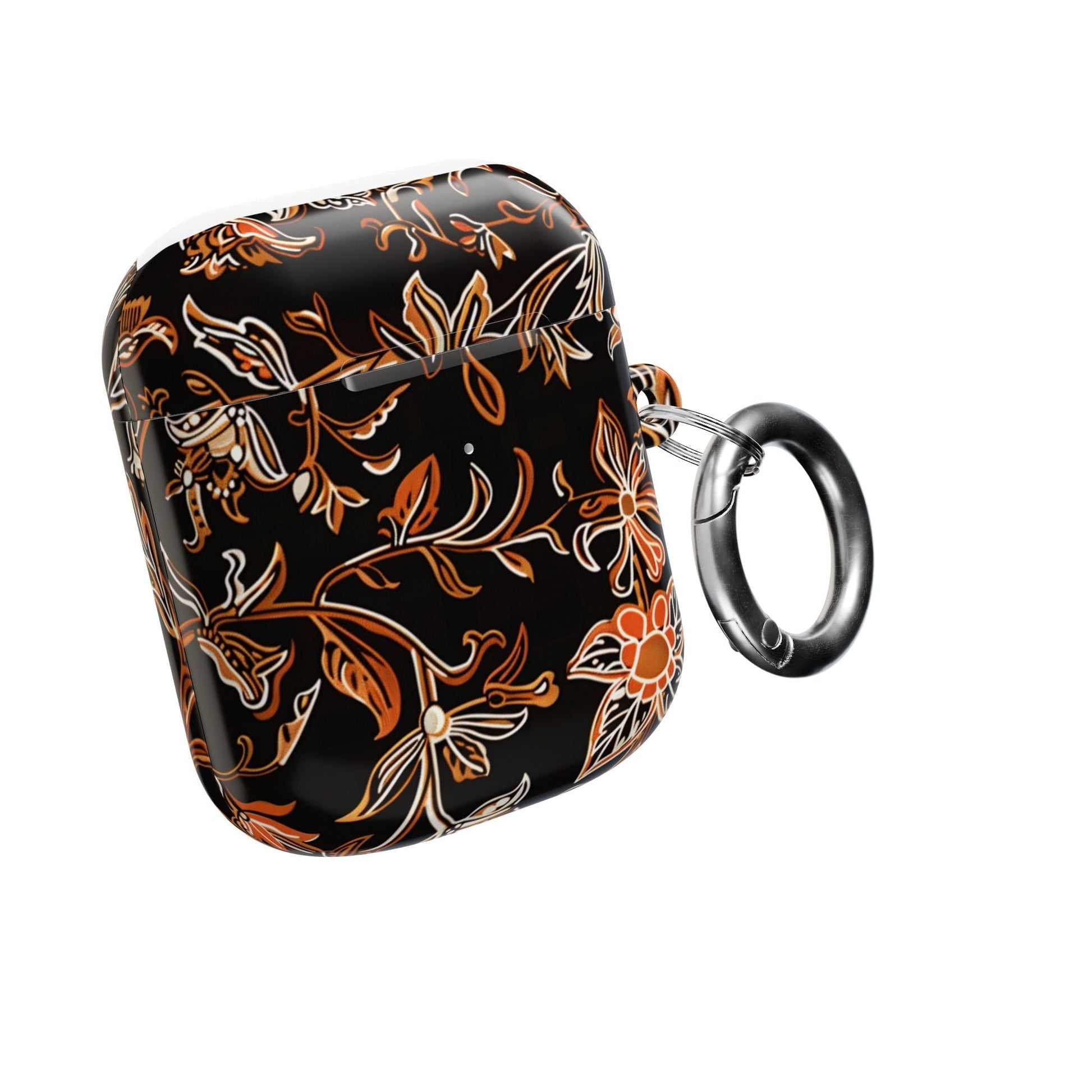 Floral Vine AirPod Case — Black & Orange Botanical Protective Cover - DIGITAL X
