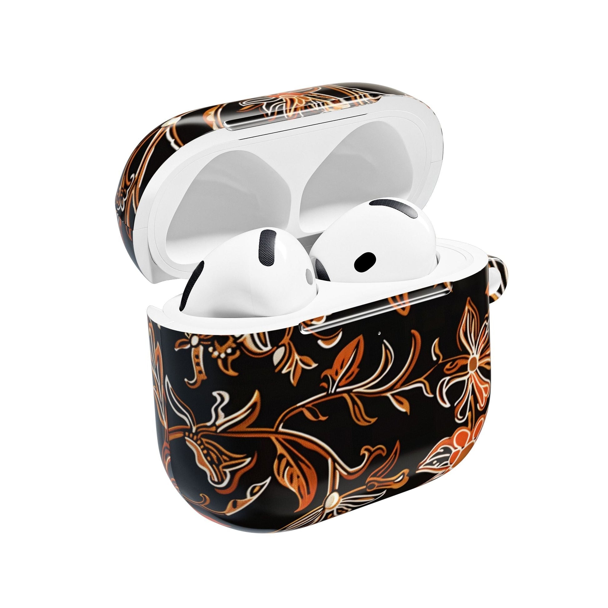 Floral Vine AirPod Case — Black & Orange Botanical Protective Cover - DIGITAL X