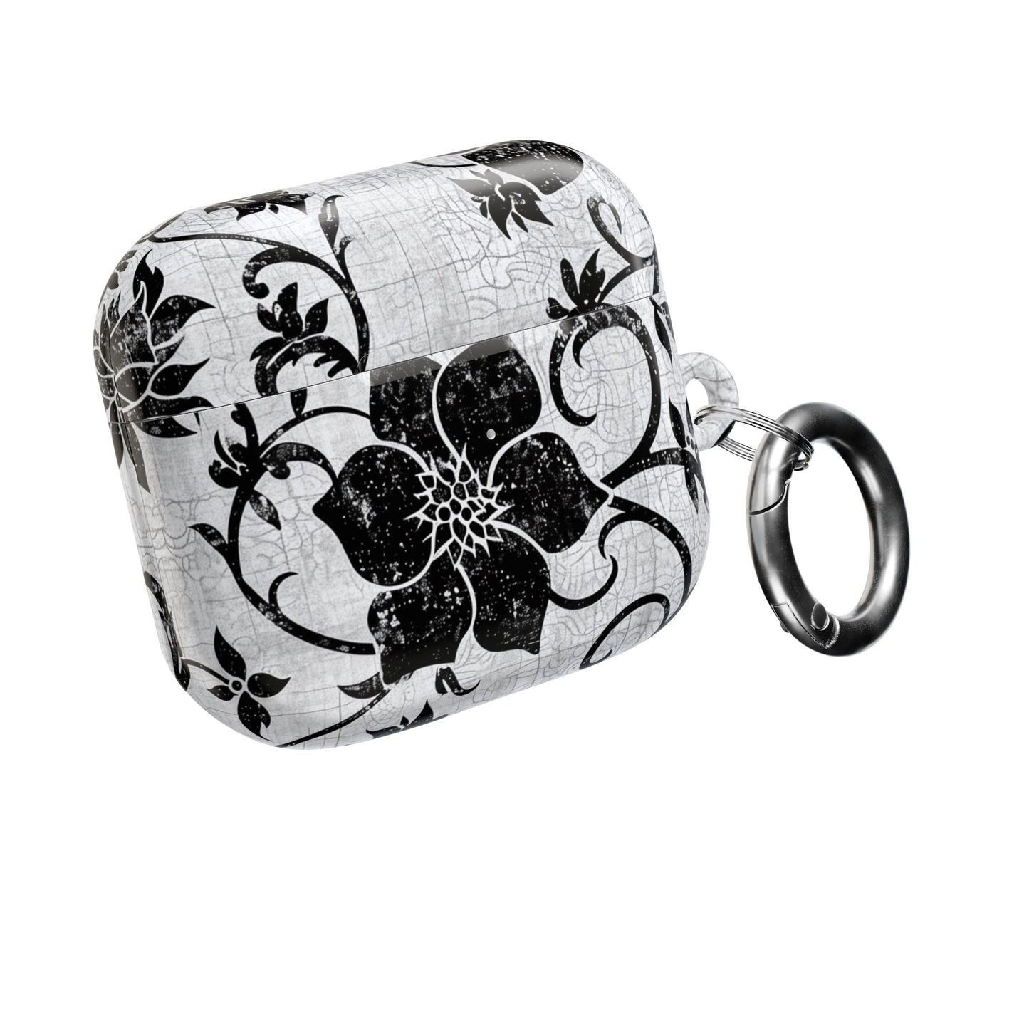 Floral Vine AirPod Case — Black & White Vintage Flower Design - DIGITAL X