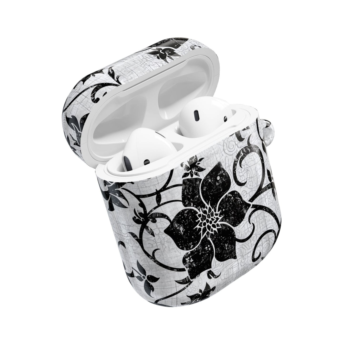 Floral Vine AirPod Case — Black & White Vintage Flower Design - DIGITAL X