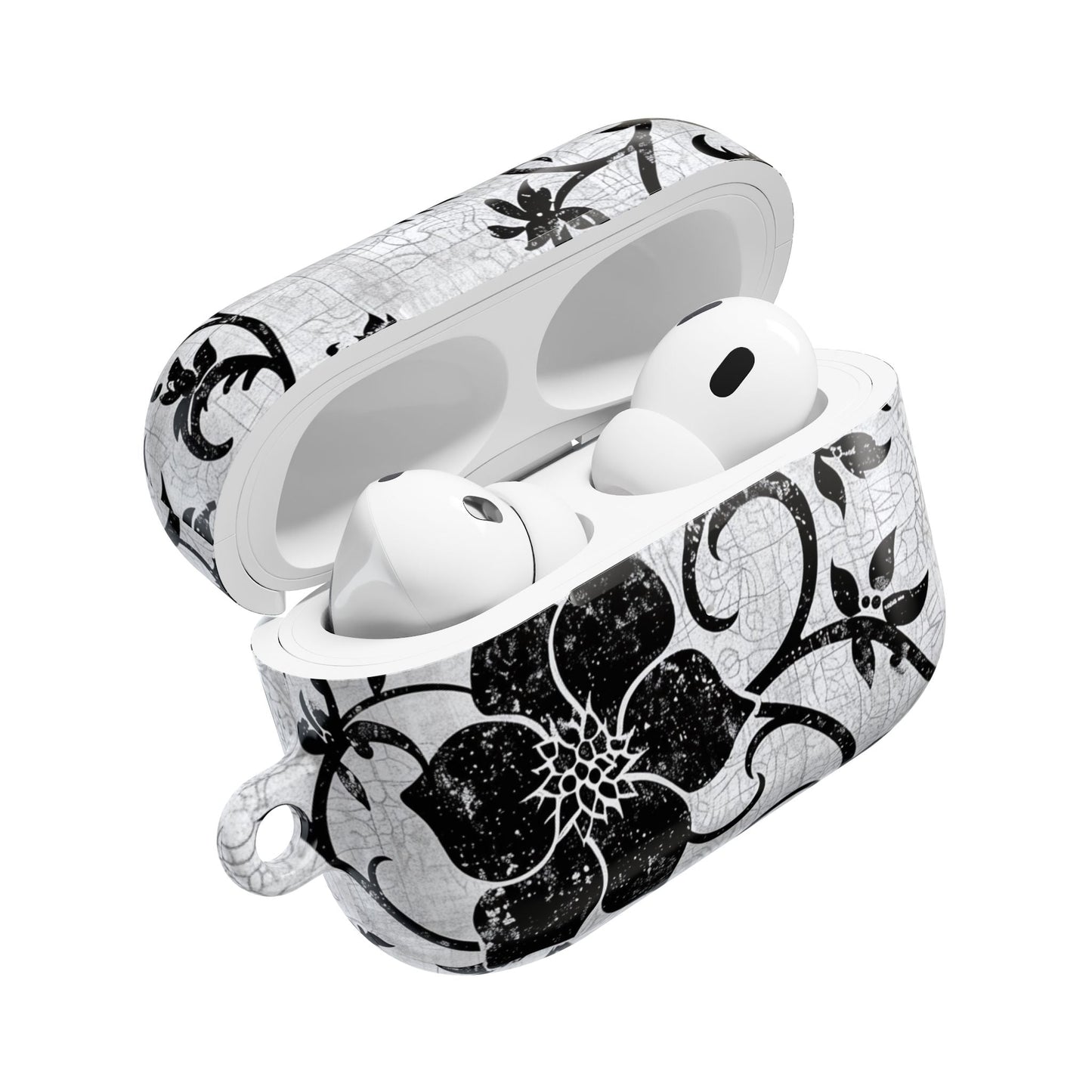 Floral Vine AirPod Case — Black & White Vintage Flower Design - DIGITAL X