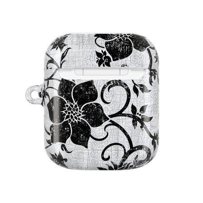 Floral Vine AirPod Case — Black & White Vintage Flower Design - DIGITAL X