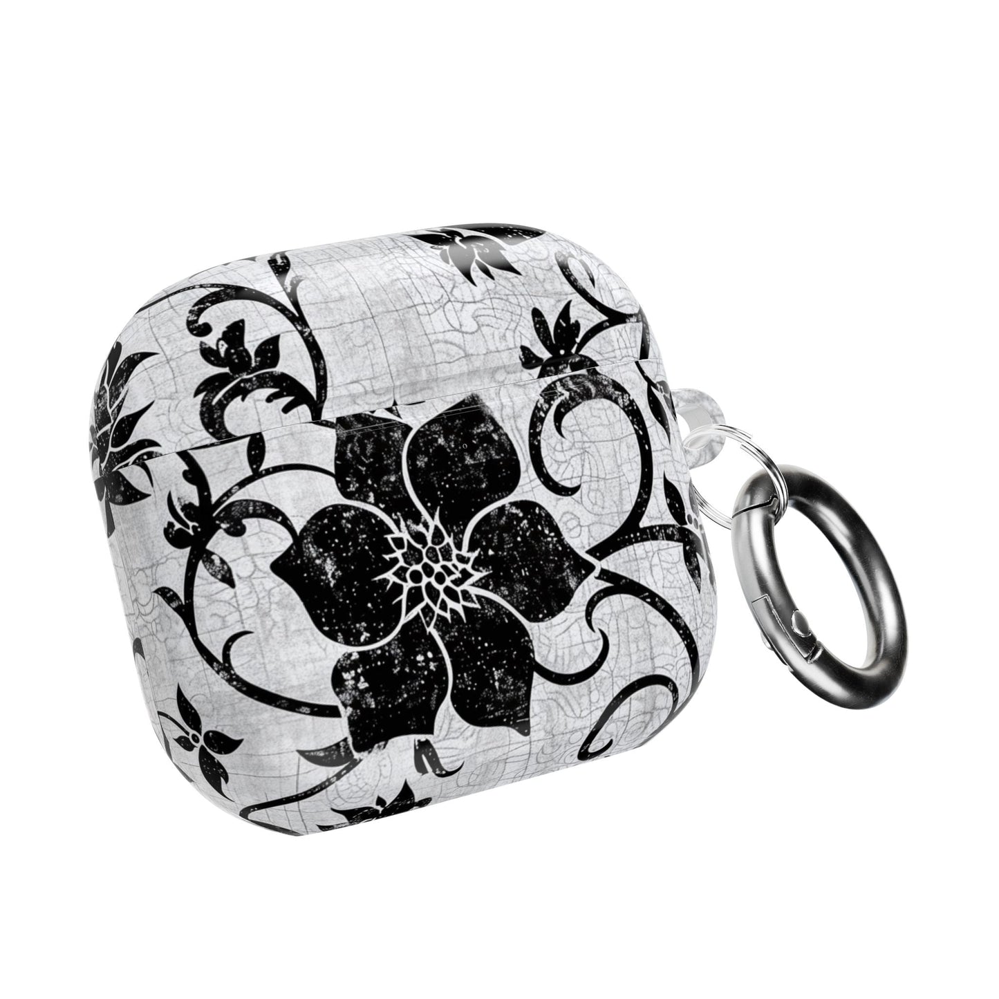 Floral Vine AirPod Case — Black & White Vintage Flower Design - DIGITAL X