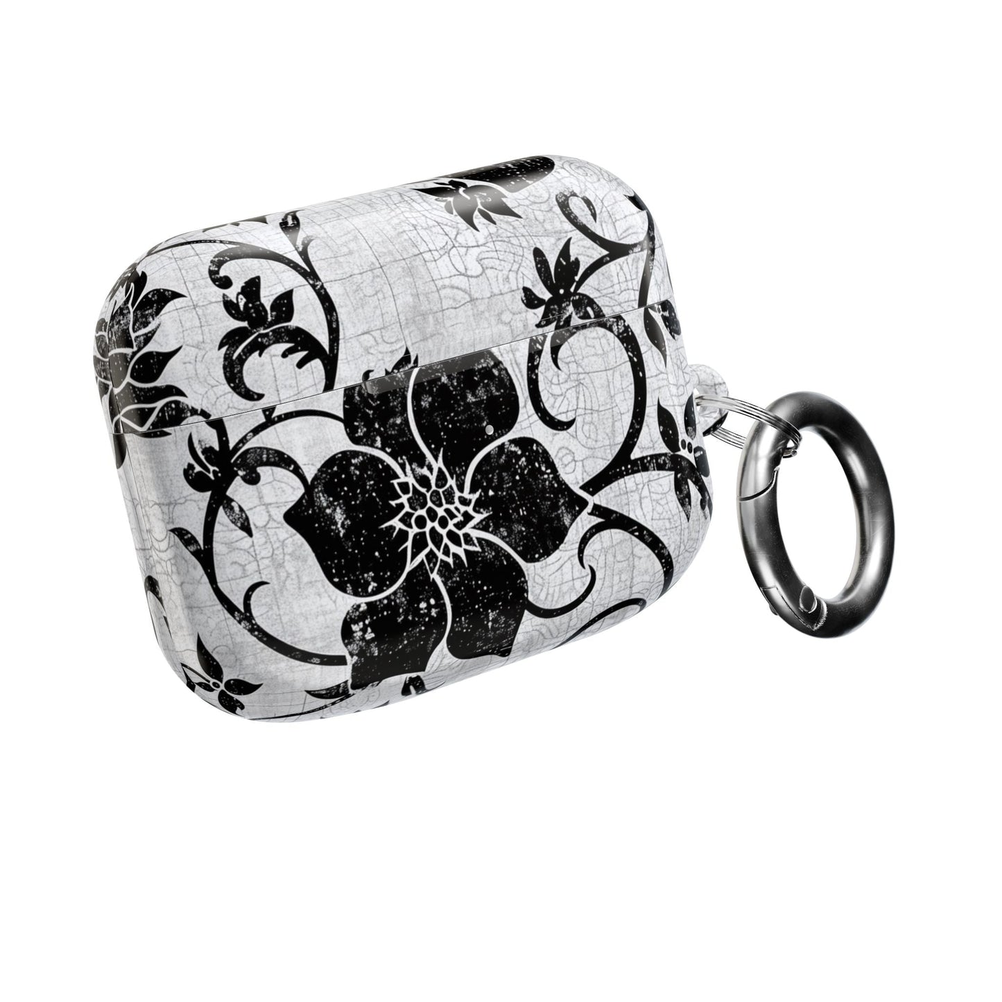 Floral Vine AirPod Case — Black & White Vintage Flower Design - DIGITAL X