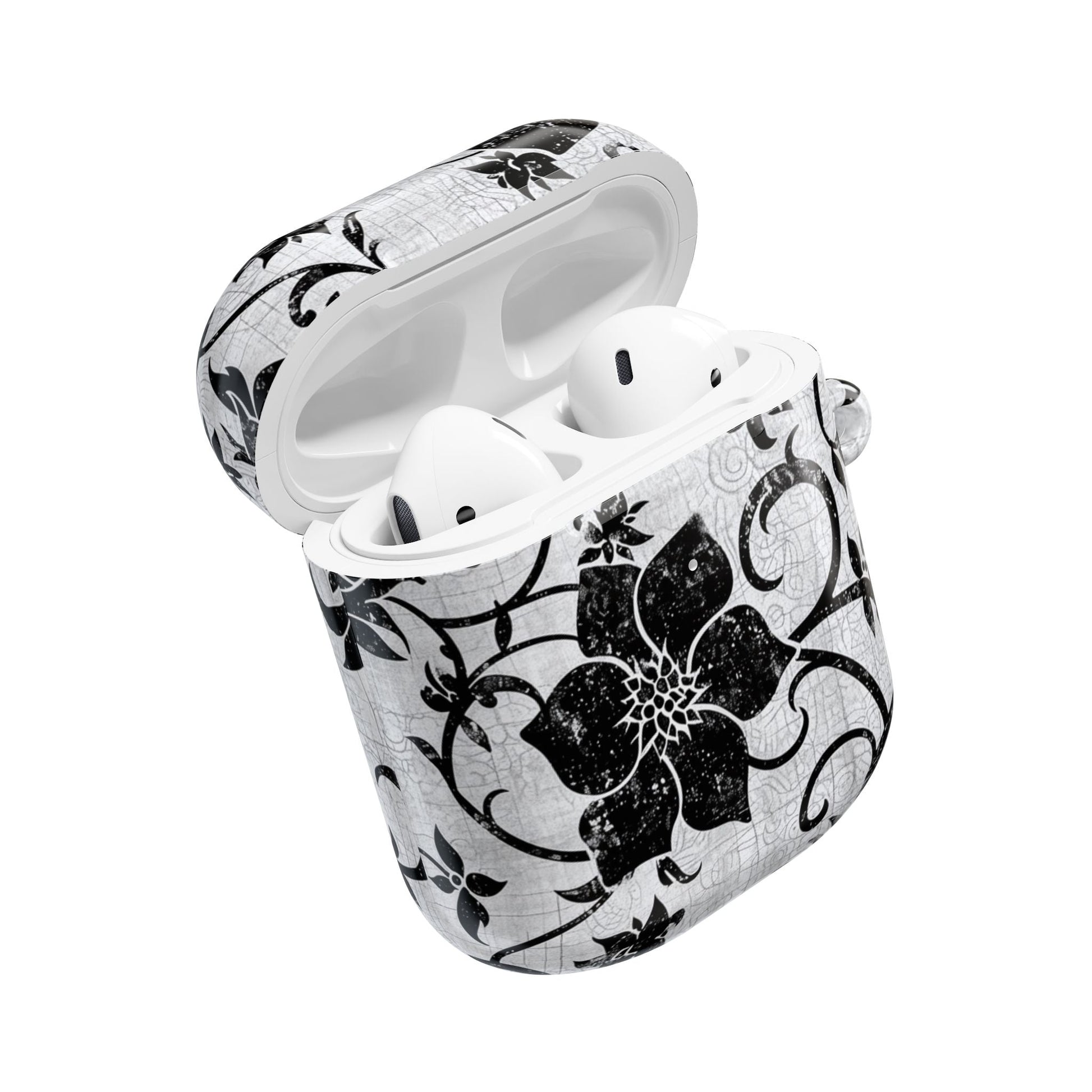 Floral Vine AirPod Case — Black & White Vintage Flower Design - DIGITAL X