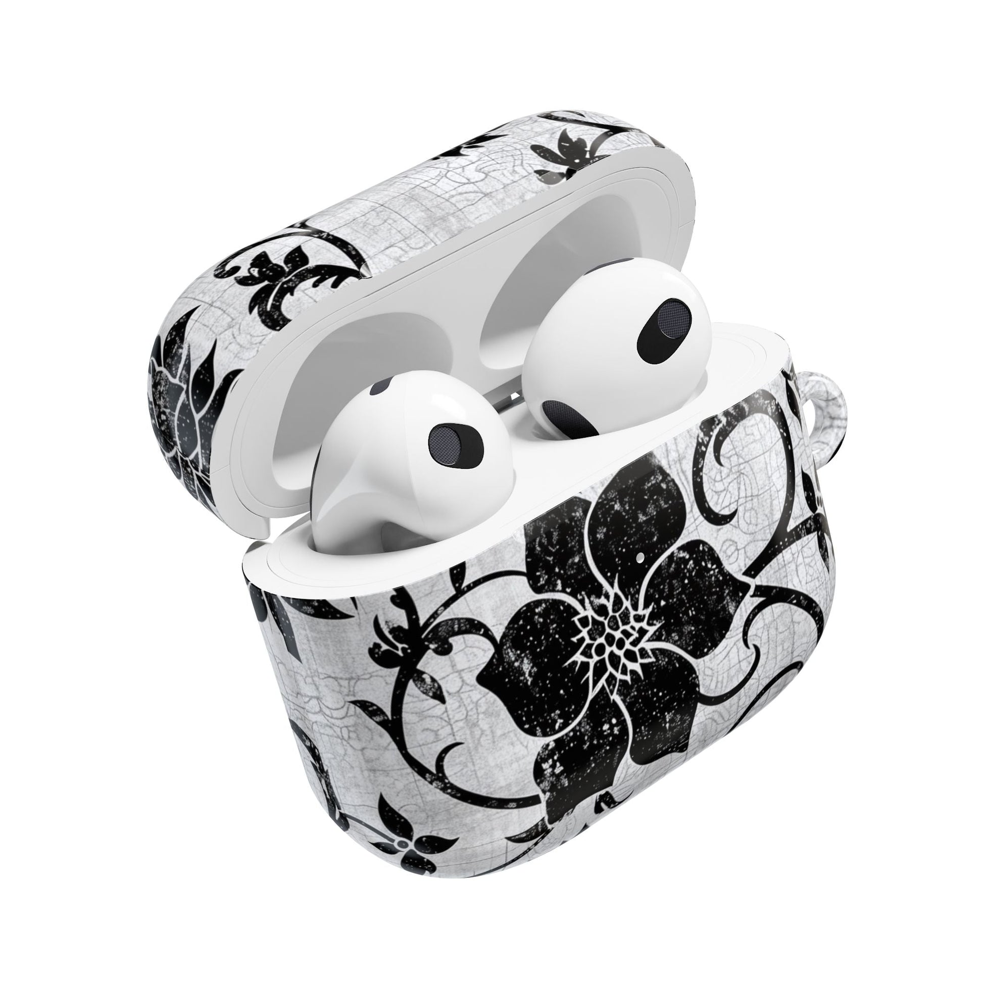 Floral Vine AirPod Case — Black & White Vintage Flower Design - DIGITAL X