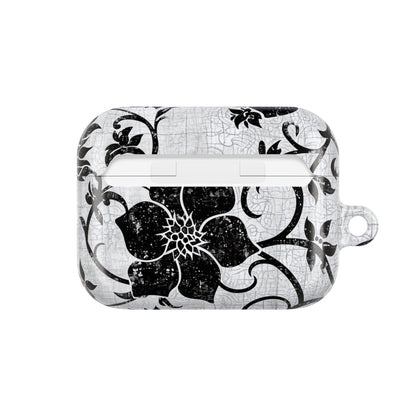 Floral Vine AirPod Case — Black & White Vintage Flower Design - DIGITAL X
