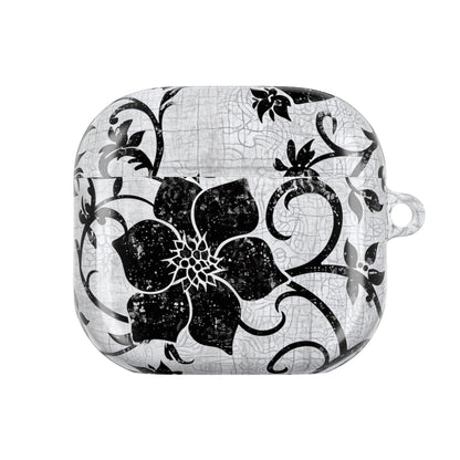Floral Vine AirPod Case — Black & White Vintage Flower Design - DIGITAL X