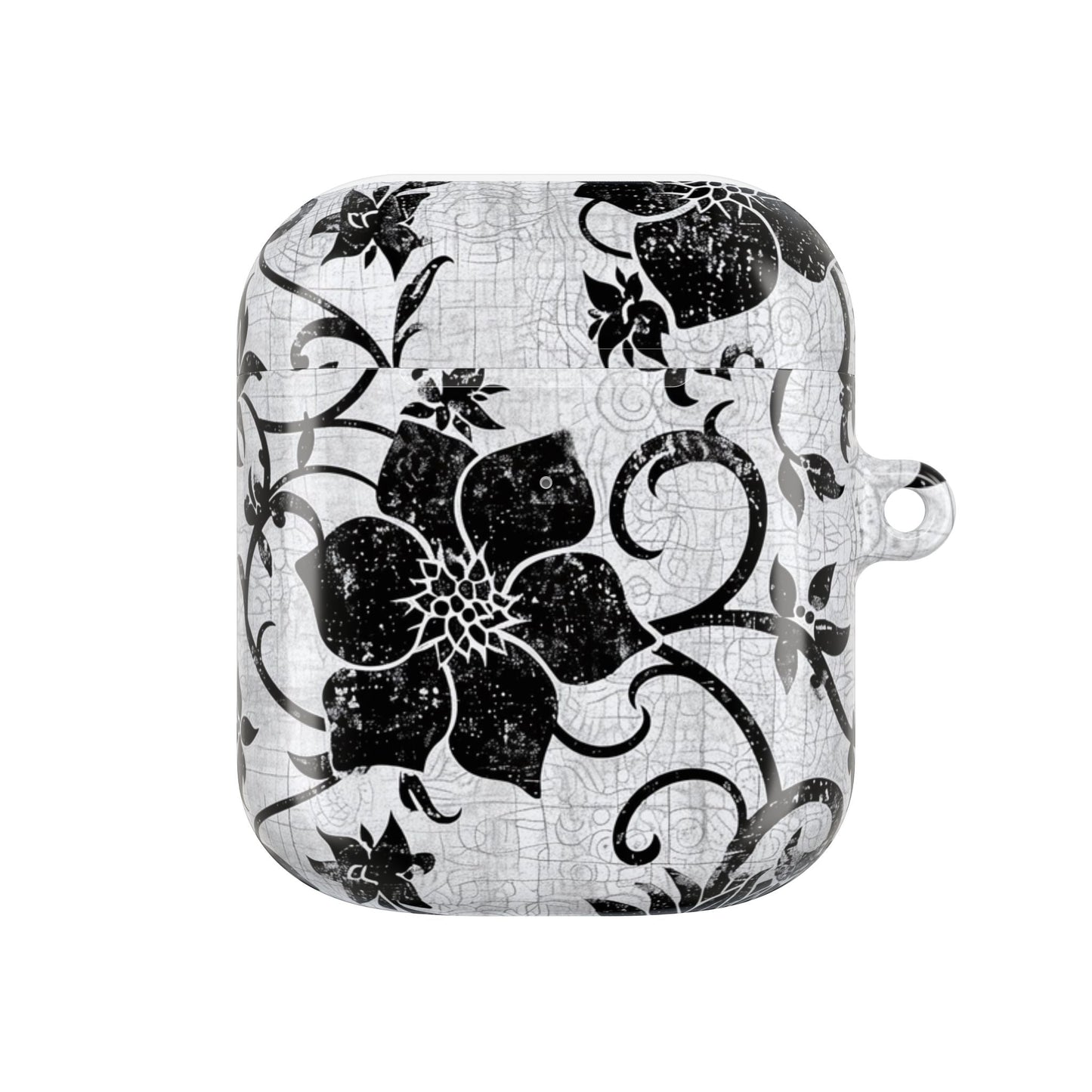 Floral Vine AirPod Case — Black & White Vintage Flower Design - DIGITAL X