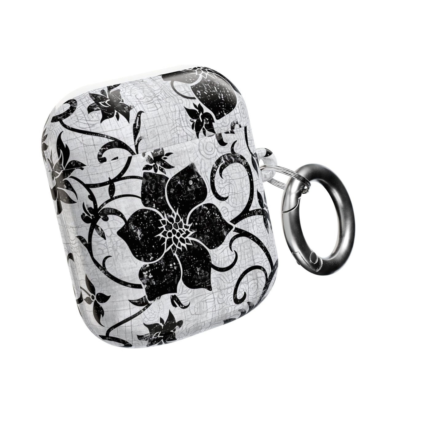 Floral Vine AirPod Case — Black & White Vintage Flower Design - DIGITAL X