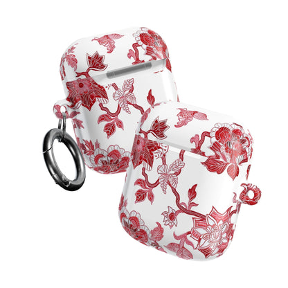 Floral Vine AirPod Case — Red Botanical Protective AirPods Cover - DIGITAL X