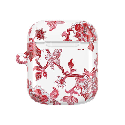 Floral Vine AirPod Case — Red Botanical Protective AirPods Cover - DIGITAL X