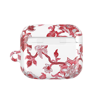 Floral Vine AirPod Case — Red Botanical Protective AirPods Cover - DIGITAL X