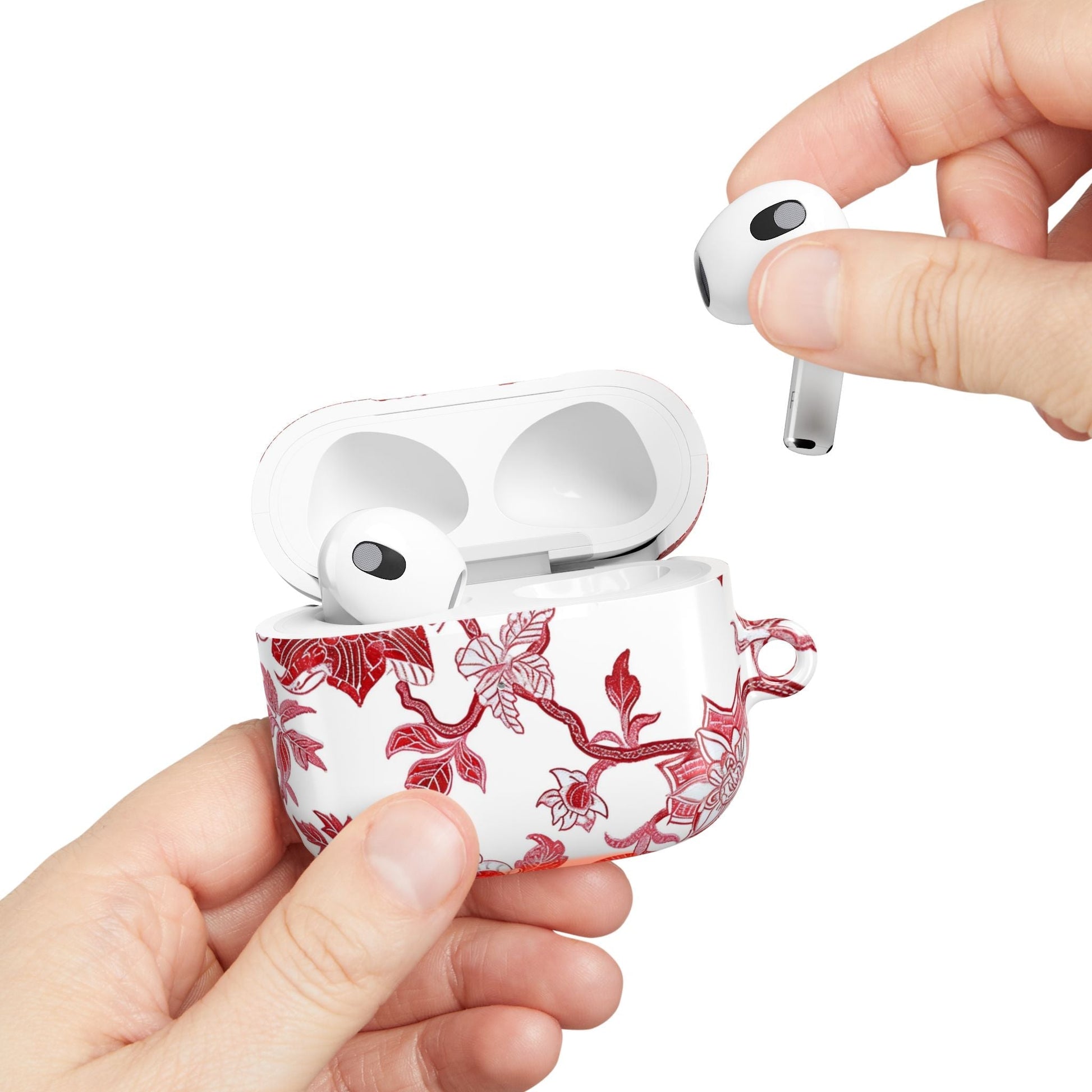 Floral Vine AirPod Case — Red Botanical Protective AirPods Cover - DIGITAL X