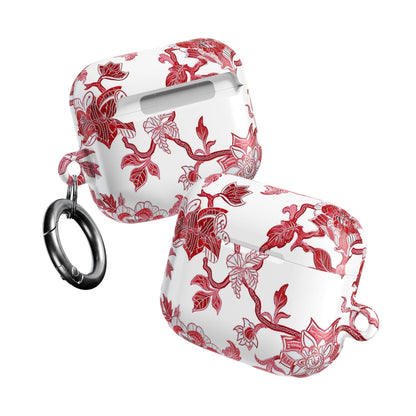 Floral Vine AirPod Case — Red Botanical Protective AirPods Cover - DIGITAL X