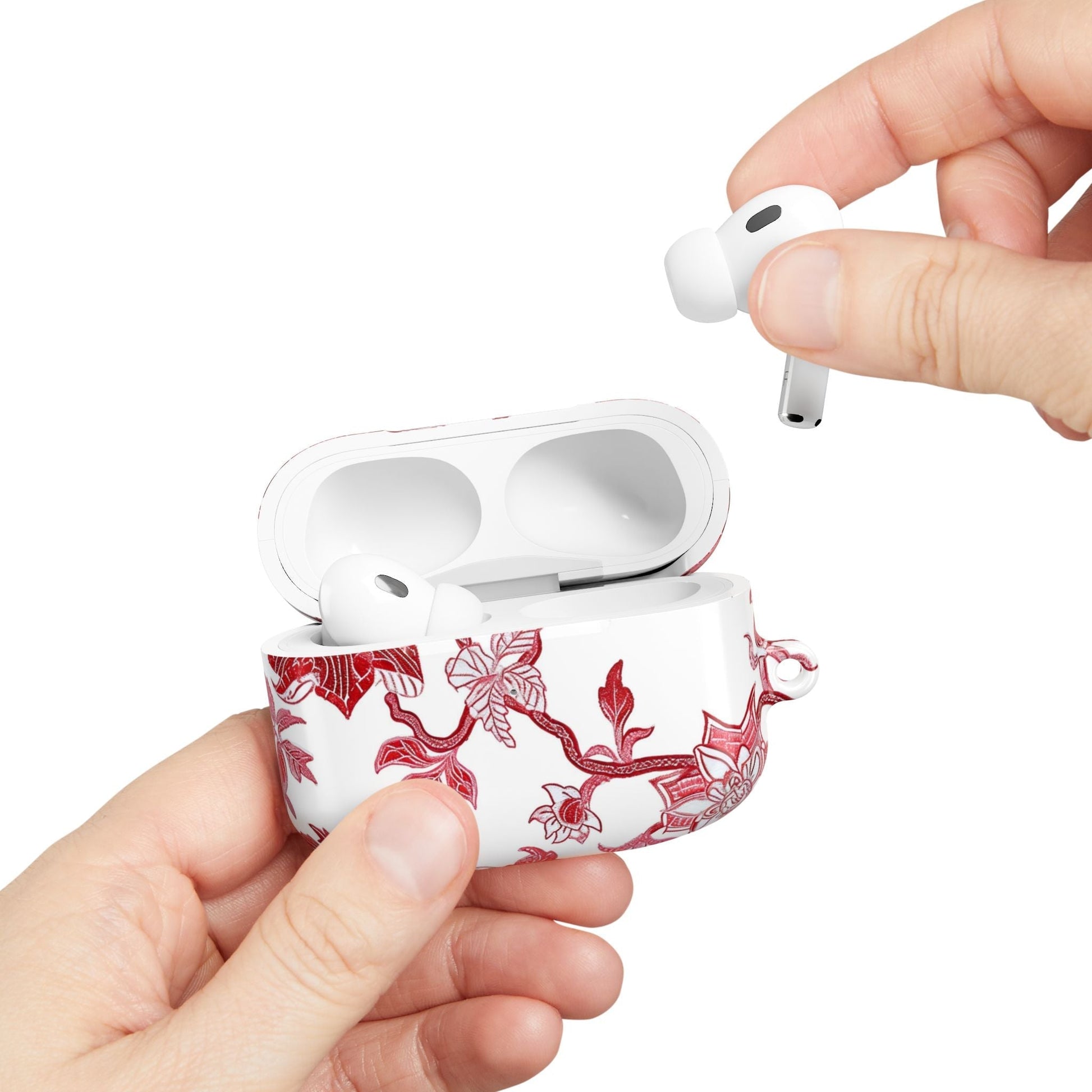 Floral Vine AirPod Case — Red Botanical Protective AirPods Cover - DIGITAL X