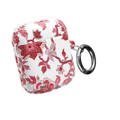 Floral Vine AirPod Case — Red Botanical Protective AirPods Cover - DIGITAL X