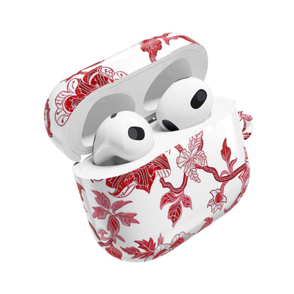 Floral Vine AirPod Case — Red Botanical Protective AirPods Cover - DIGITAL X