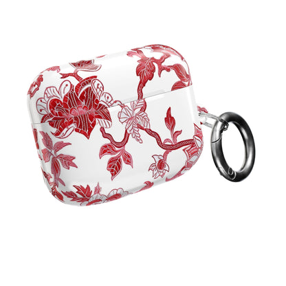 Floral Vine AirPod Case — Red Botanical Protective AirPods Cover - DIGITAL X