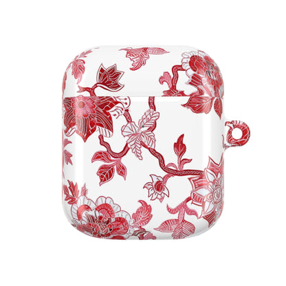 Floral Vine AirPod Case — Red Botanical Protective AirPods Cover - DIGITAL X