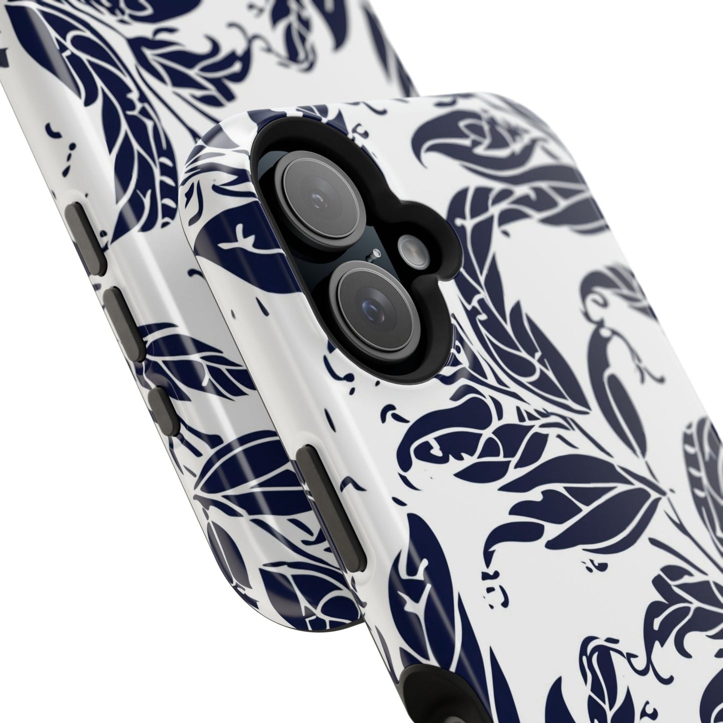 Floral Vine Magnetic Impact Phone Case — Navy Botanical Protective Cover - DIGITAL X