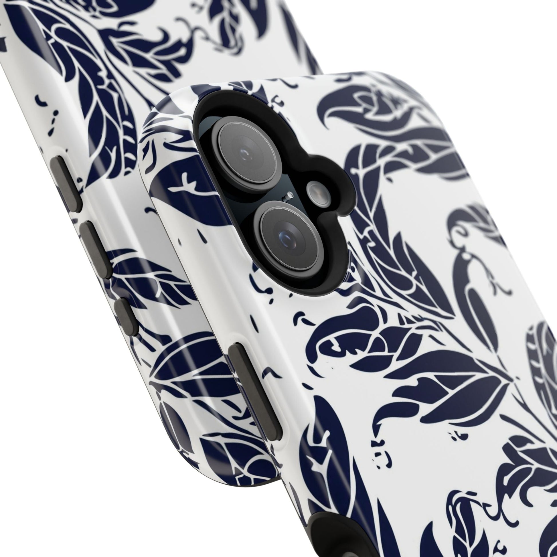 Floral Vine Magnetic Impact Phone Case — Navy Botanical Protective Cover - DIGITAL X