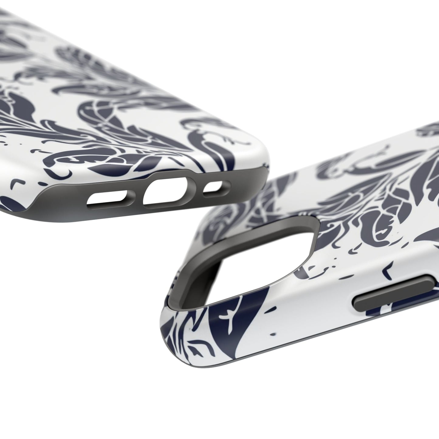Floral Vine Magnetic Impact Phone Case — Navy Botanical Protective Cover - DIGITAL X