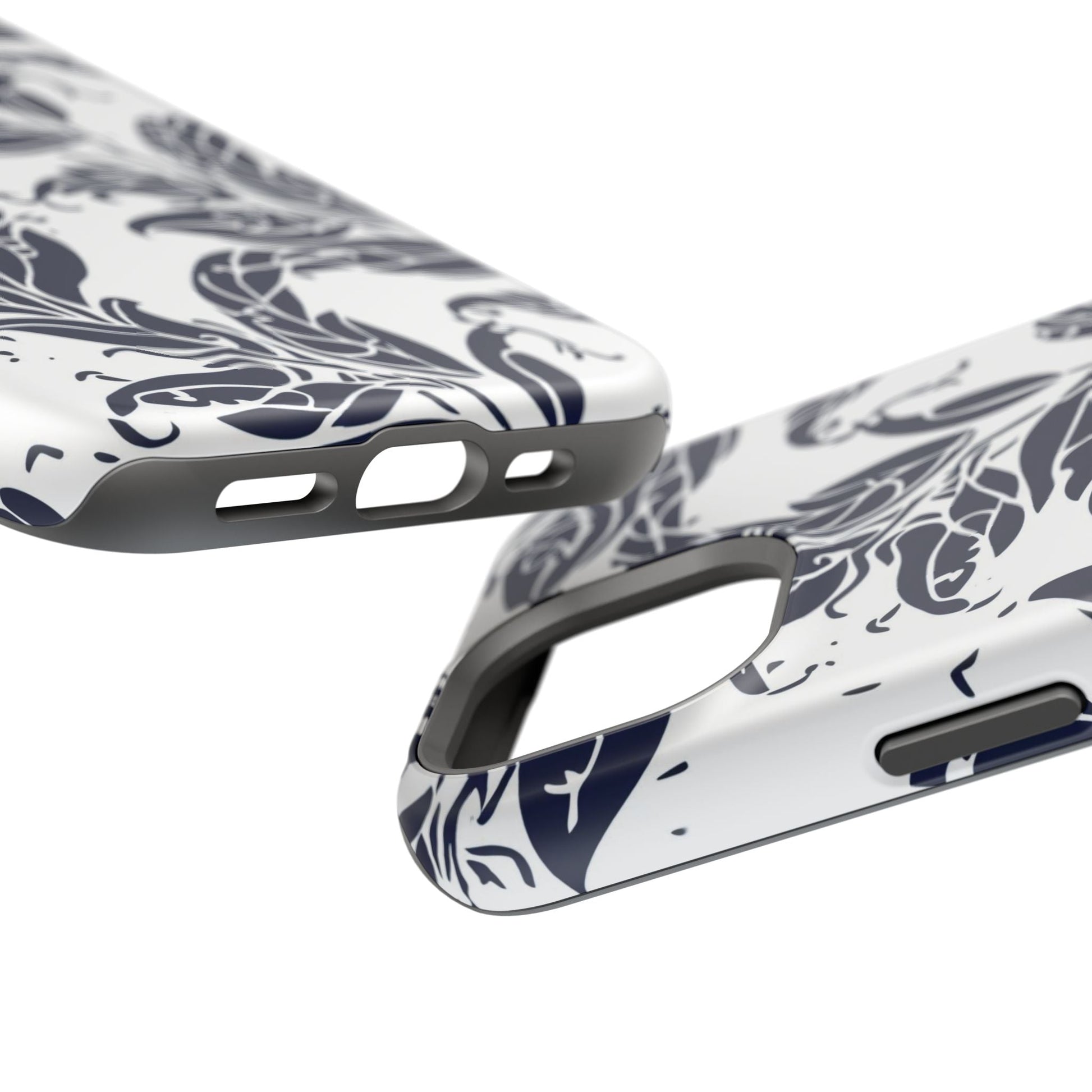Floral Vine Magnetic Impact Phone Case — Navy Botanical Protective Cover - DIGITAL X
