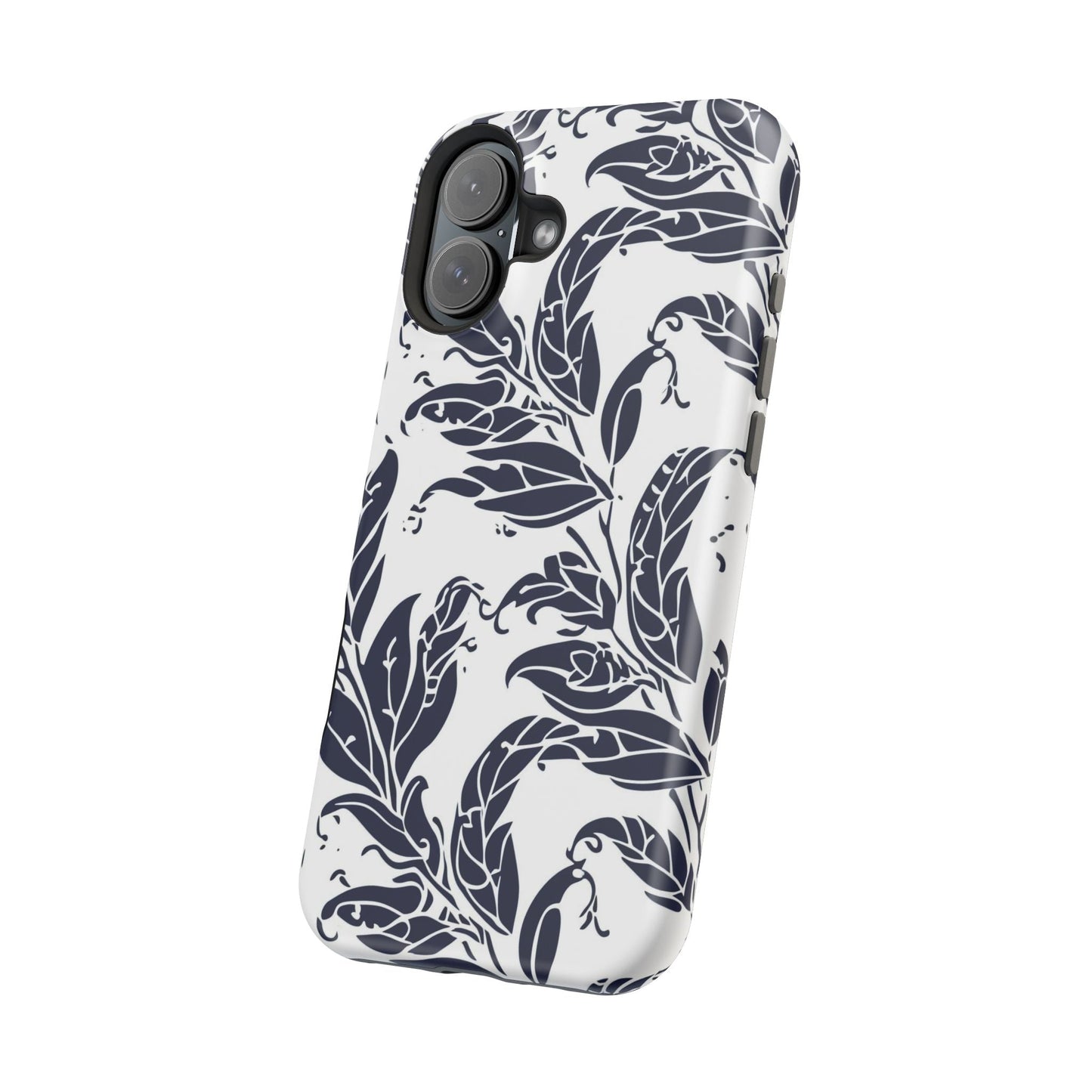 Floral Vine Magnetic Impact Phone Case — Navy Botanical Protective Cover - DIGITAL X