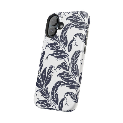 Floral Vine Magnetic Impact Phone Case — Navy Botanical Protective Cover - DIGITAL X