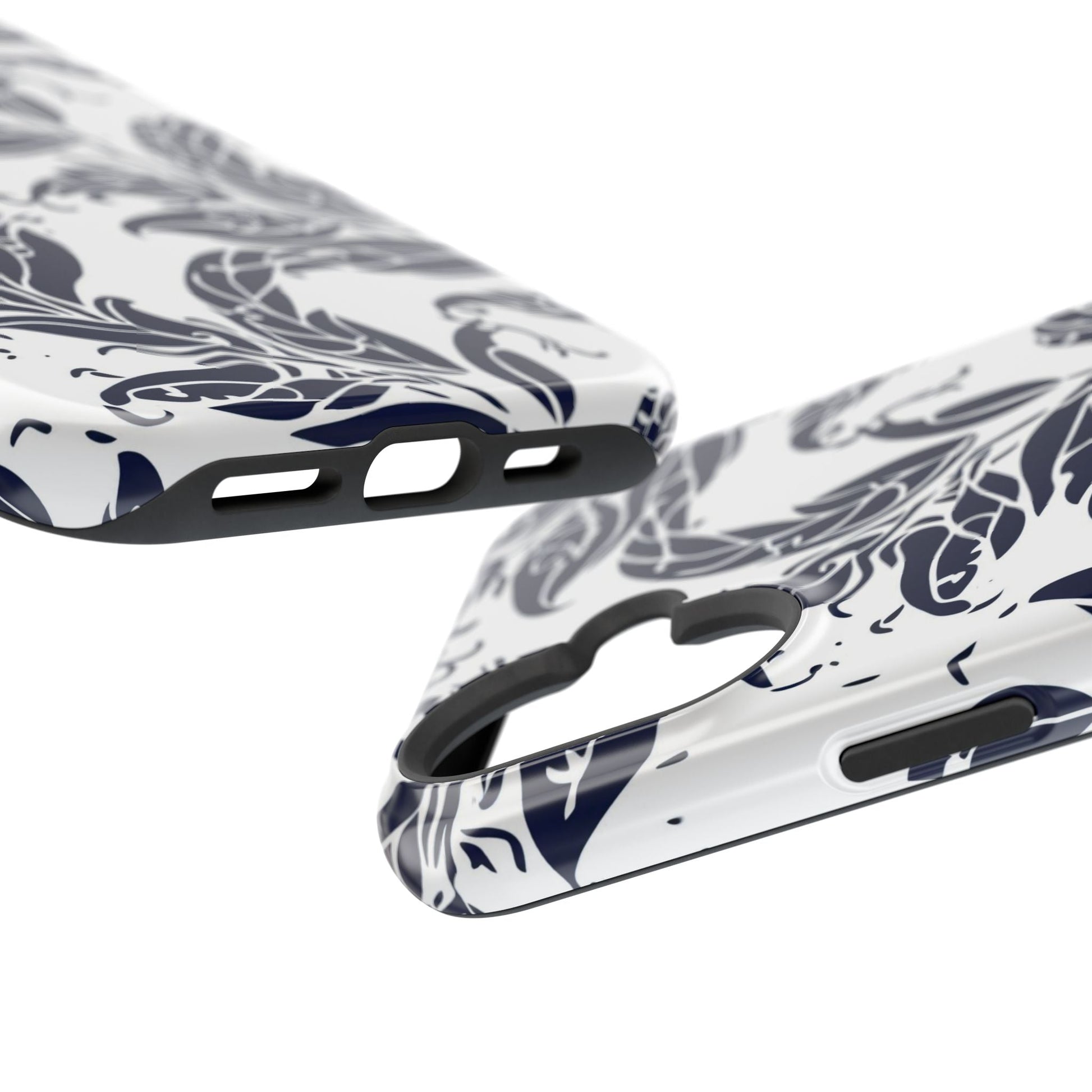 Floral Vine Magnetic Impact Phone Case — Navy Botanical Protective Cover - DIGITAL X