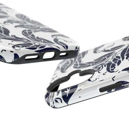Floral Vine Magnetic Impact Phone Case — Navy Botanical Protective Cover - DIGITAL X