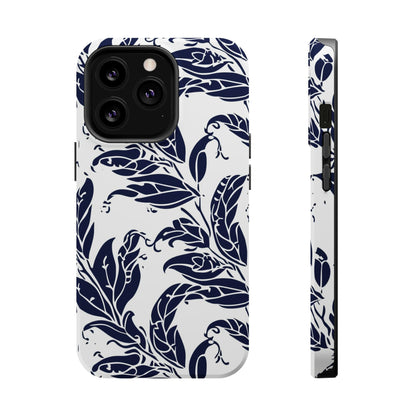 Floral Vine Magnetic Impact Phone Case — Navy Botanical Protective Cover - DIGITAL X