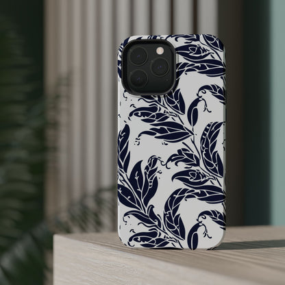 Floral Vine Magnetic Impact Phone Case — Navy Botanical Protective Cover - DIGITAL X