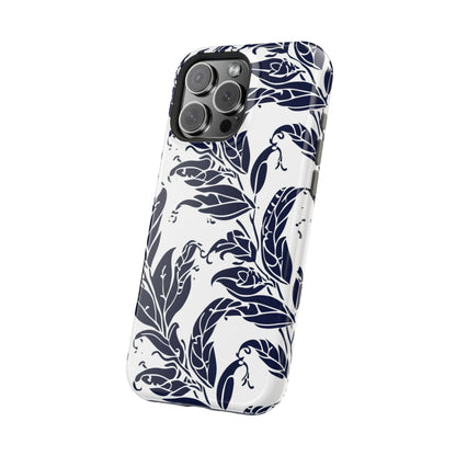 Floral Vine Magnetic Impact Phone Case — Navy Botanical Protective Cover - DIGITAL X