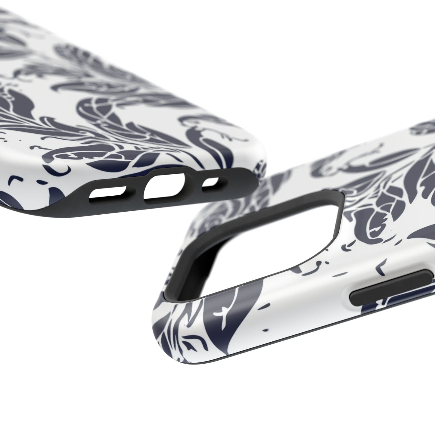 Floral Vine Magnetic Impact Phone Case — Navy Botanical Protective Cover - DIGITAL X