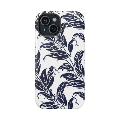 Floral Vine Magnetic Impact Phone Case — Navy Botanical Protective Cover - DIGITAL X